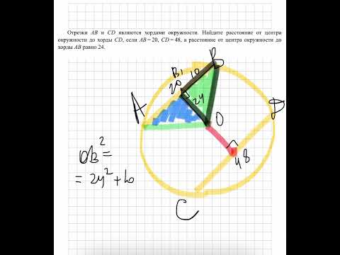 Отрезки AB и CD являются хордами окружности. Найдите расстояние от центра окружности до хорды CD