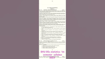 BHU Bsc statistics  1st semester syllabus 2024  #BHU #BSc #statistics #1st semester #syllabus #2024