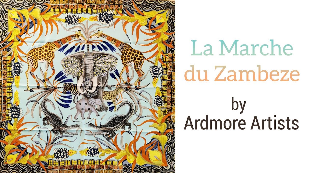 Hermes 100% Silk Scarf « La Marche Du Zambeze » by Ardmore Artists – Hermes  Emporium