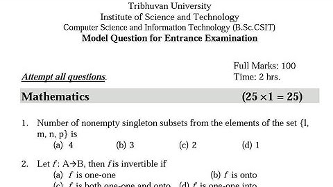 BSC CSIT Entrance Questions | BSC CSIT Entrance Exam Model Questions | BSC CSIT Entrance Preparation