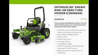 Greenworks commercial Optimus Z walk around and details