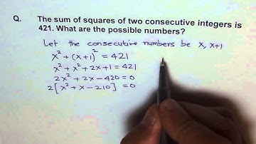 Square of Consecutive Numbers Quadratic Application