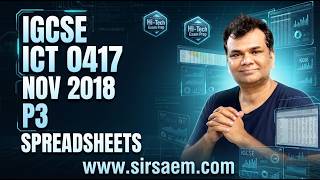 IGCSE ICT NOV 2018 P3 SPREADSHEETS PART IGCSE ICT 0417