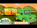 Acampamento Desastroso!! | 1 HORA de Garagem de Gecko em Português | Vídeos Educativos para Crianças