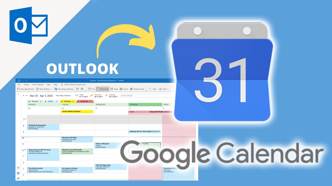 Sync google calendar with outlook 365 mzaerls