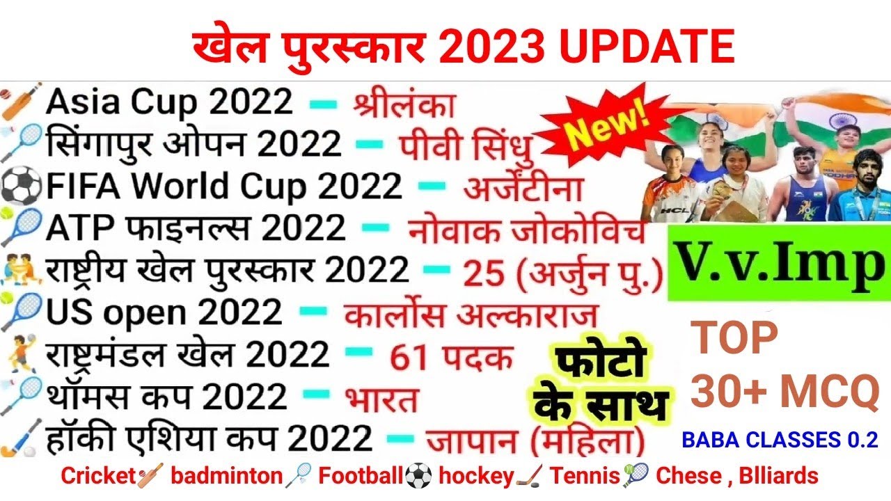 खेल पुरस्कार 2023 / Sports awards 2023 / sports current affairs / khel ...