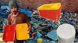 Most Amazing Recycling Process of Plastic Scrap to Plastic Plates