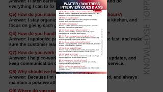 Waiter Interview Questions and Answers | Waitress Interview Questions and Answers