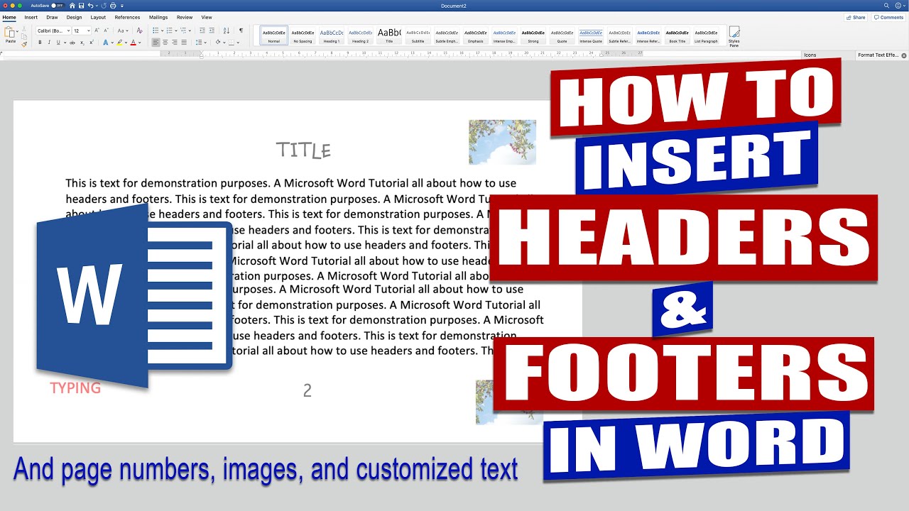 word 2016 header and footer flags