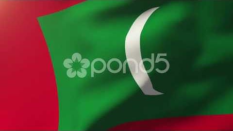 Maldives Flag Waving In The Wind. Looping Sun Rises Style. Animation Loop