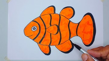 How to Draw a Clown Fish | Easy Fish Drawing for Kids | Step by Step