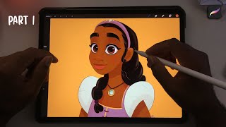 Drawing a Black Disney Princess in Procreate (Original Character) screenshot 5
