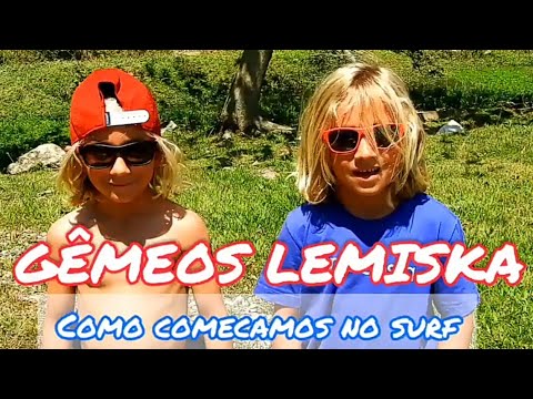 Início no surf dos Gêmeos Lemiska 6 anos