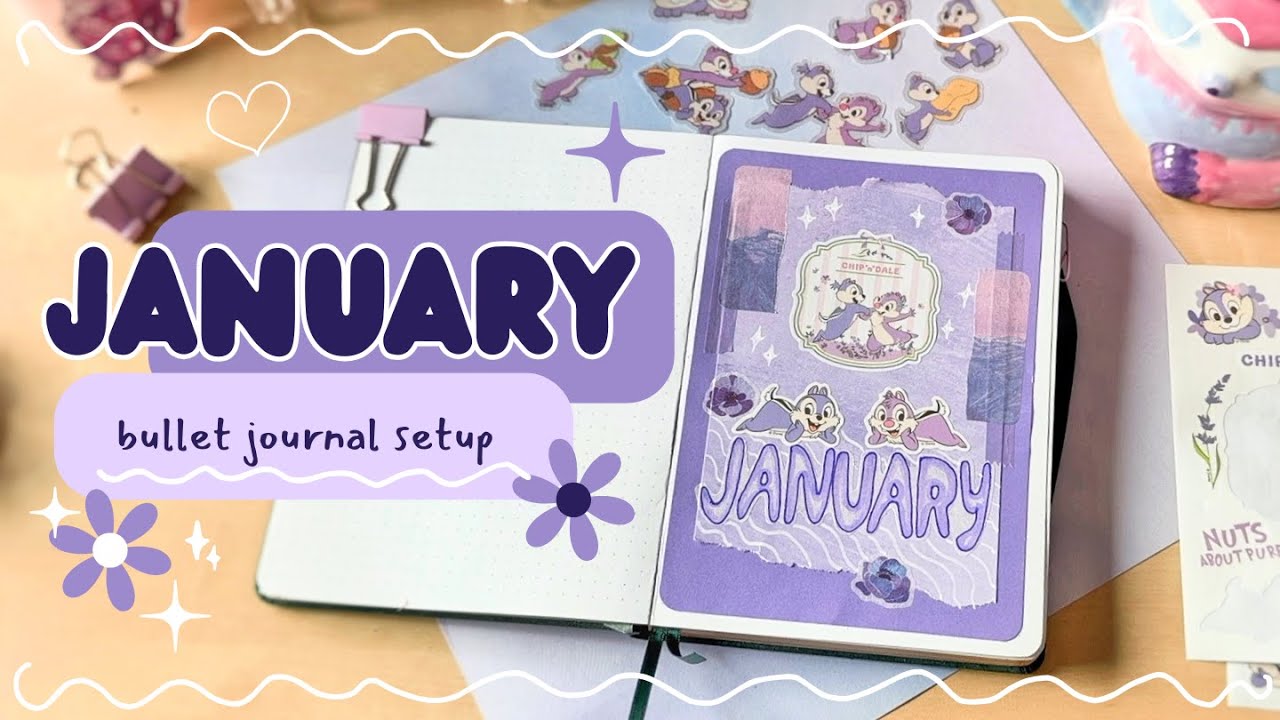 January Bullet Journal Set-up | Cute Purple Chip -n- Dale Inspired