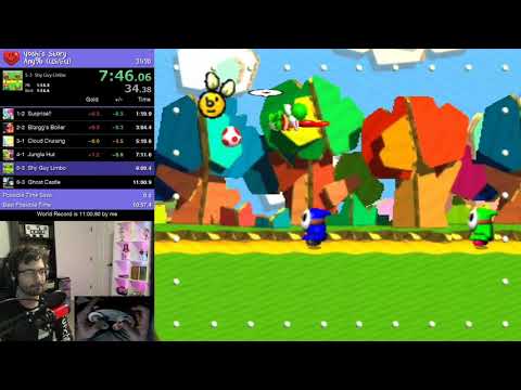 Yoshi's Story any% speedrun in 10:59.300 (WR)