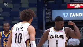 Zion Williamson flexing after he bulldoze his way to the basket | Pelicans vs Warriors