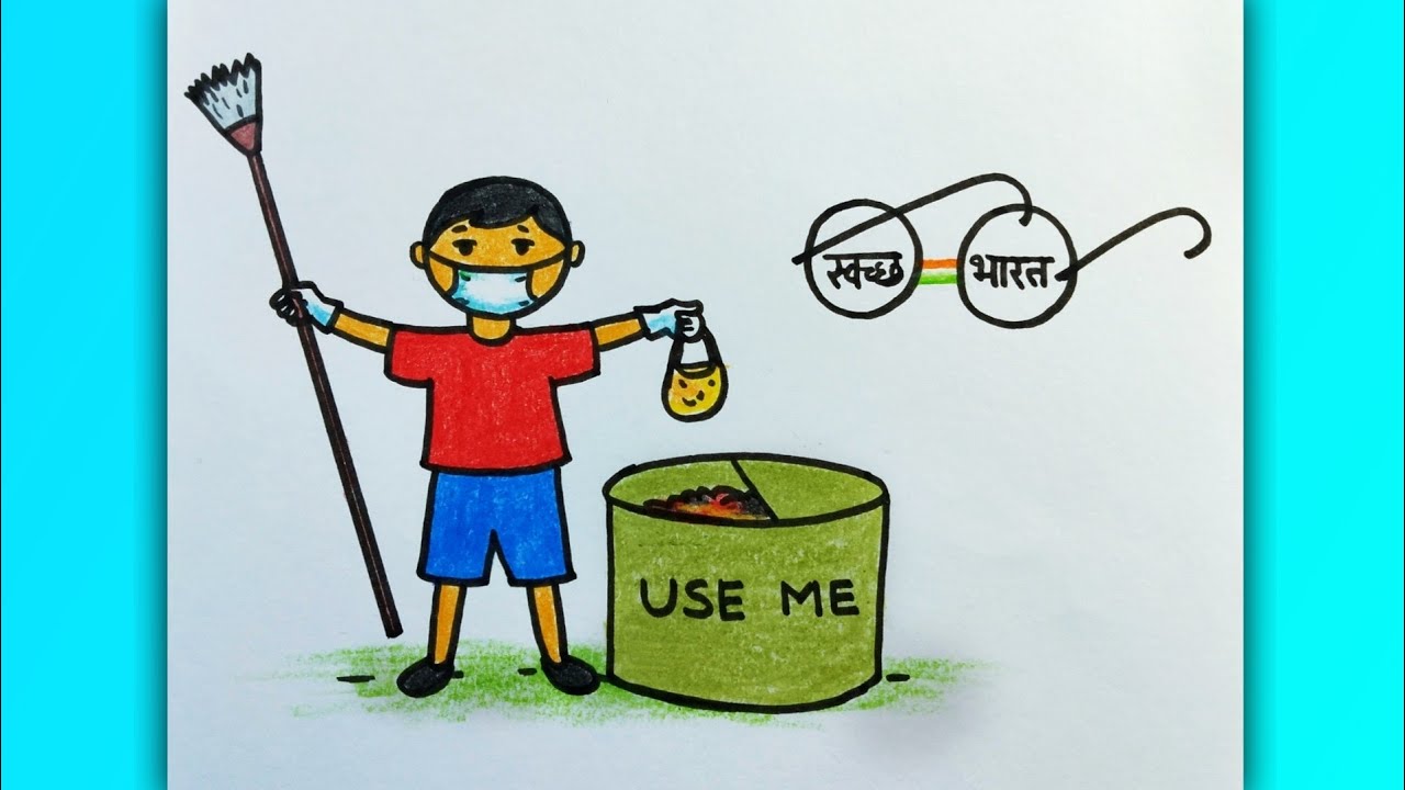 Sawach Bharat Abhiyan drawing with oil pasteleasy clean India green india  drawing  YouTube