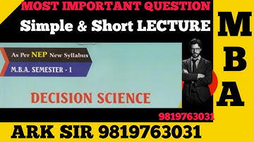 Decision Science |MBA sem1 |MBA Sem 3|Backlog Exam |HOW TO CLEAR EXAM |MBA EXAM |Operation Research