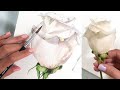 White Rose painting How to Paint White in Watercolor