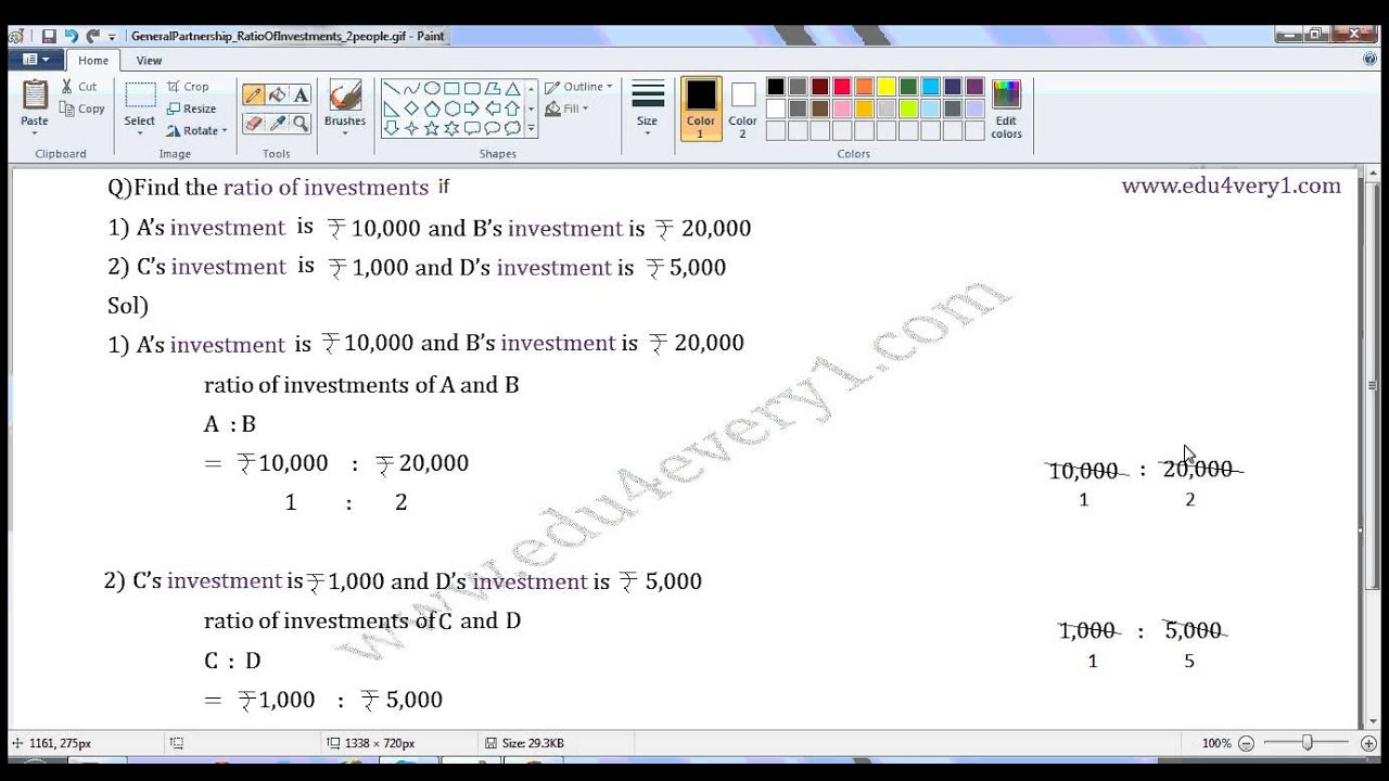 ratio of investments of 2 partners - YouTube
