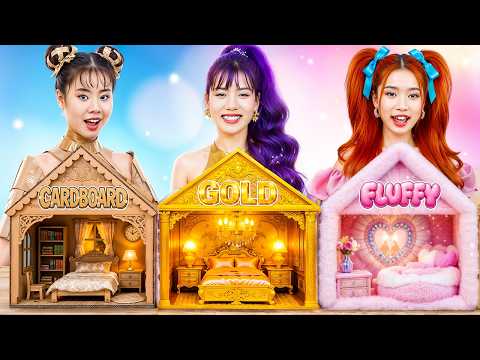 Cardboard Vs Fluffy Vs Golden Build Doll House For Kpop Demon Hunter! Who Is The Best?