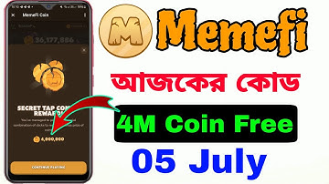 Memefi Daily 4M Coins Code | Memefi Secret Combo Code | 5 July 2024 |