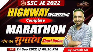 SSC JE 2022 |HIGHWAY COMPLETE MARATHON WITH SHORT NOTES @ 08:30 PM | BY AVNISH SIR