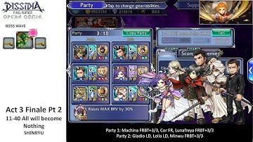 DFFOO GL | Act 3 Finale Pt 2 SHINRYU | Machina FR Showcase