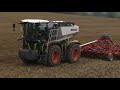 Claas Xerion 3300 and 3800 Trac and Saddle Trac with Lomma fertilizer tank in action