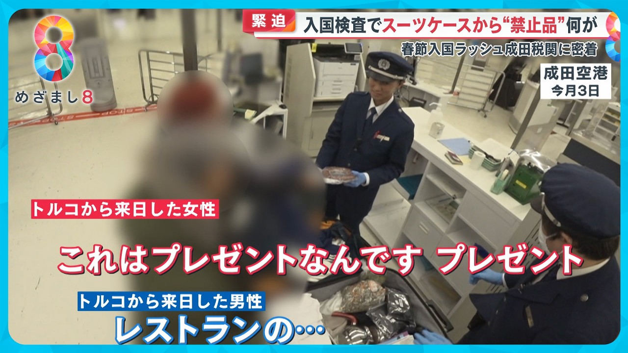 【春節】成田空港の税関密着 スーツケースから“禁止品”続々…職員と客の｢押し問答”｣金の密輸も急増【めざまし８ニュース】
