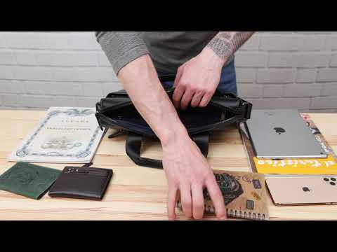 Сумка чоловіча для офіса шкіряна SHVIGEL 11107 Чорна, видео 1