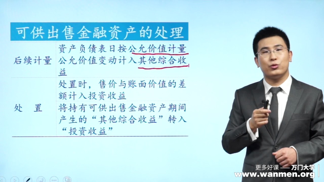 【万门大学】CPA会计7 1可供出售金融资产