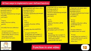 Function in C(in one video,concepts and examples)By:Divya Goel #divyagoel