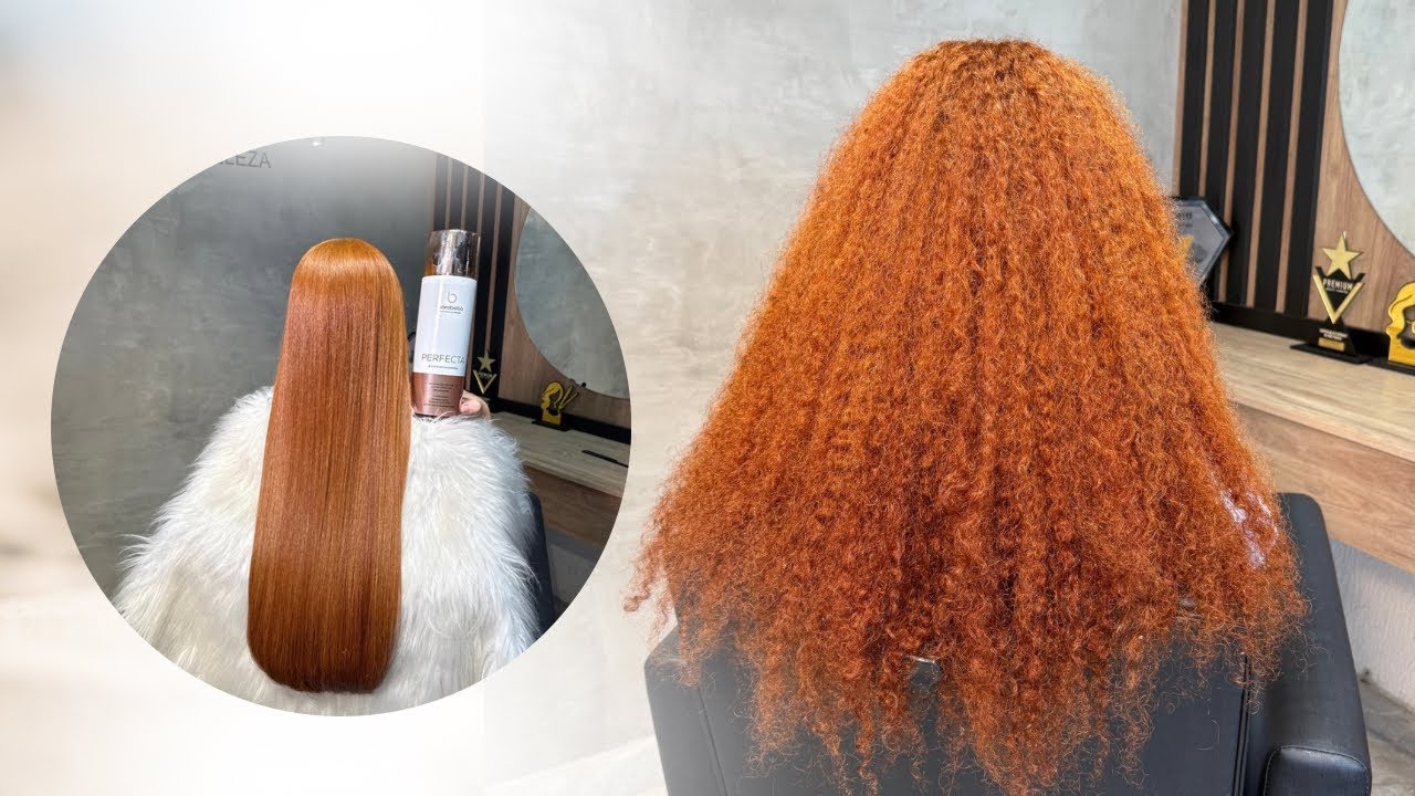 A Transformação que Você não vai Acreditar: Do Crespo ao Liso Extremo em cabelos ruivos natural