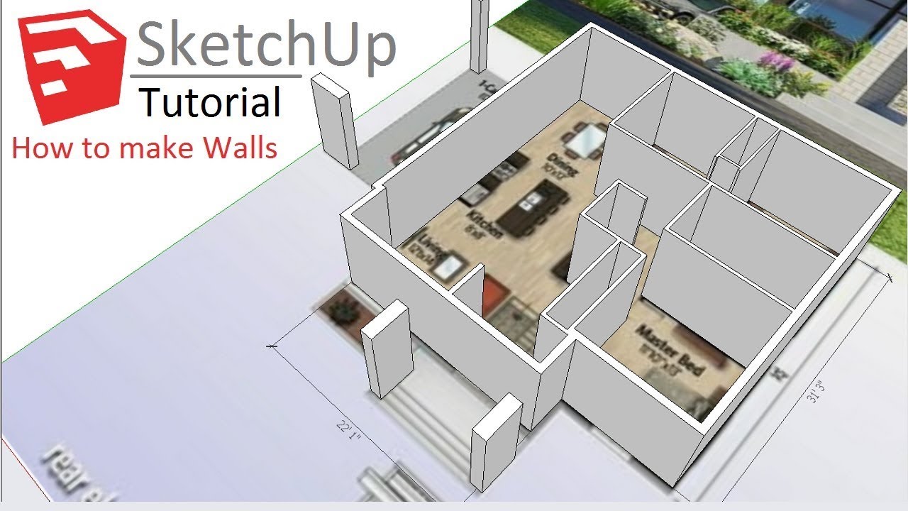 How to make Walls at Floor Plan Image in SketchUp Tutorial