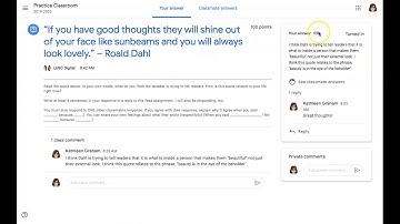 Google Classroom Student View: Respond to a Question