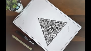Triangle Zentangle Doodle Art || Easy Mandala drawing || Step by step mandala for beginners