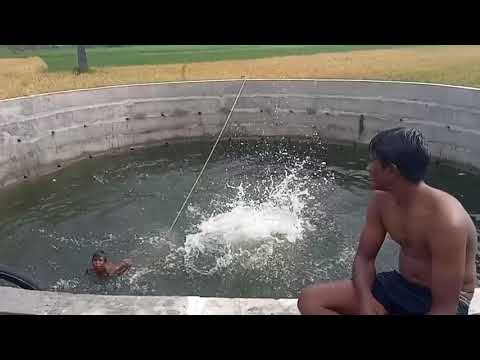 Village boys Swimming in Water Well | Slow Motion Jump in Water Well| Learn to Swimming