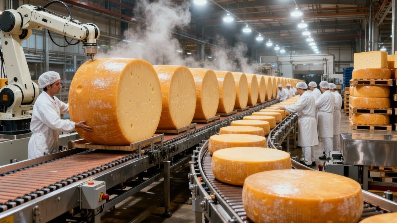 Inside a Modern Cheese Factory: From Fresh Milk to Cheese Wheels (Full Process)