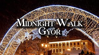 Midnight snowing in Győr - Éjféli havazás Győrben | 4K