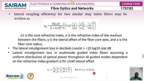 Lecture video_17EC82_Module2_Multimode Fiber joints_Dr. A Poonguzhali
