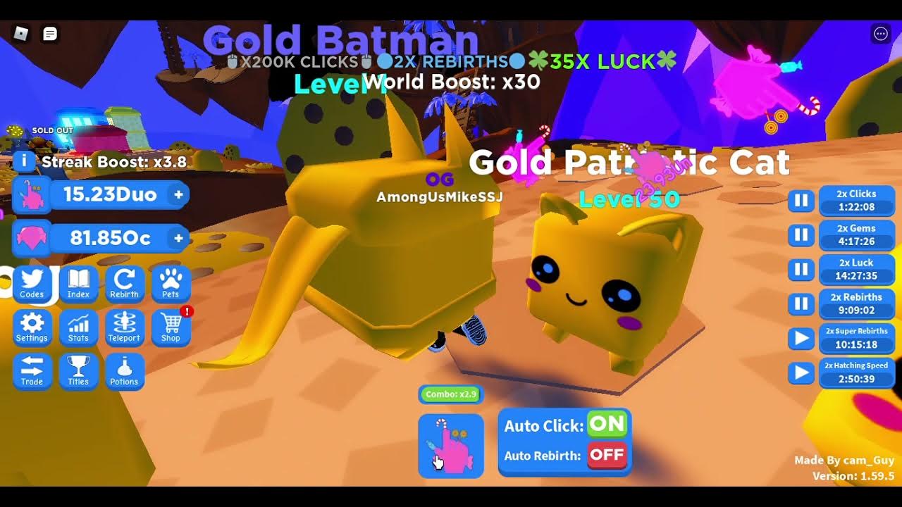 trying to get more rebirth buttons and pet xp w lockz YouTube