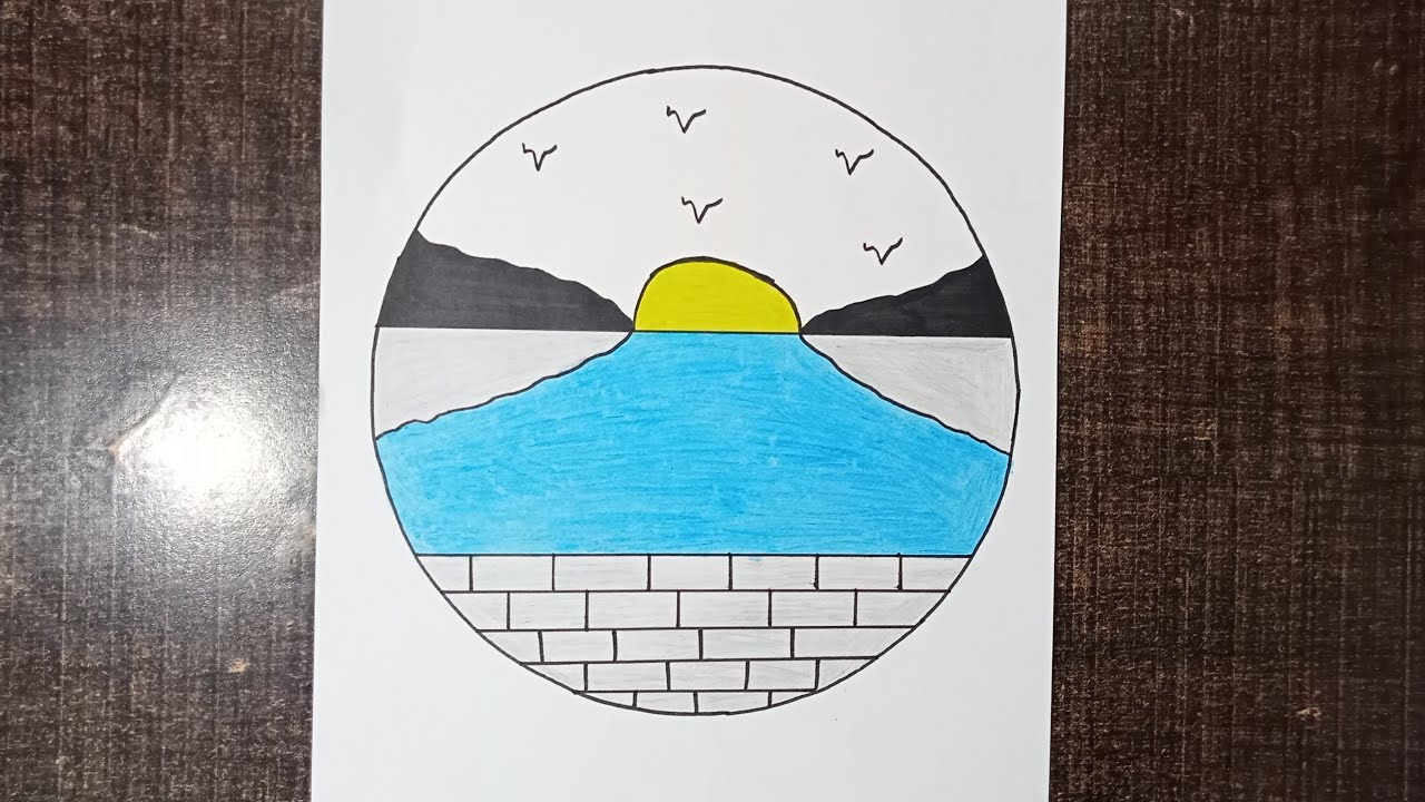 How to draw Circle scenery | easy drawing | step by step | - YouTube