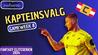 Kapteinsvalg til Runde 8 || Fantasy Eliteserien 2024 tips