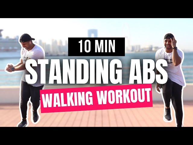 10 Minute Standing Abs Walking Workout 💥 class=