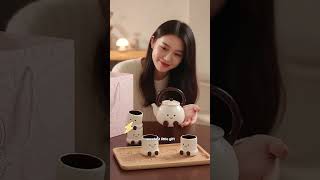 Cute Ceramic Cartoon Foot Kettle Ceramic Kettle Set Gift Box Drinking Water Teapot Souvenirs Gifts