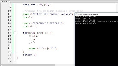 FIBONACCI SERIES in C++ programming easy way.