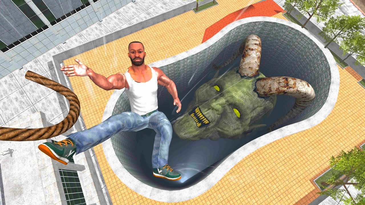 Franklin Fall in Demon Pool - INDIAN BIKE DRIVING 3D