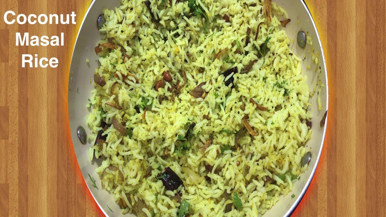 Coconut Rice in Kannada ತೆಂಗಿನಕಾಯಿ ರೈಸ್ Vidhana Tasty Recipe YouTube