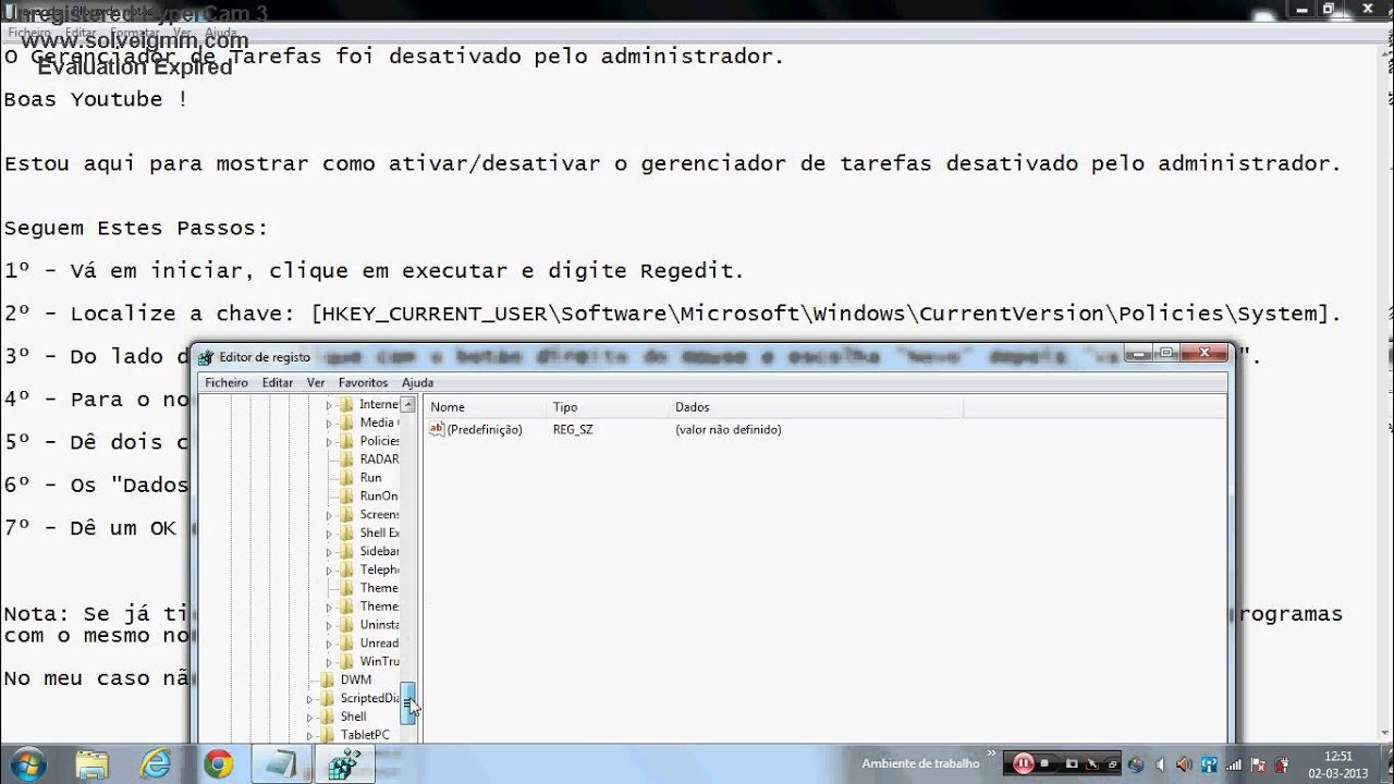 regedit foi bloqueado pelo administrador